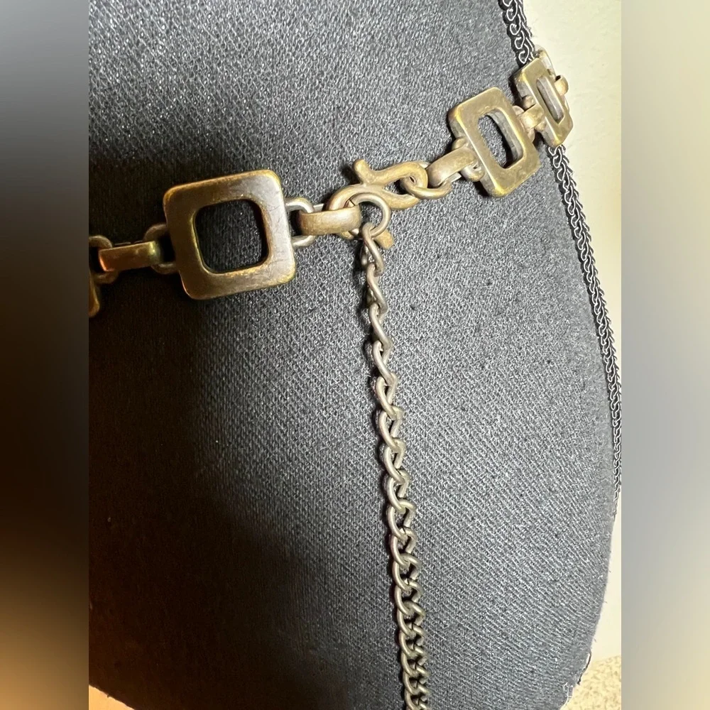 Women’s Antique Brushed Copper Color Square Chain Link Adjustable Belt
